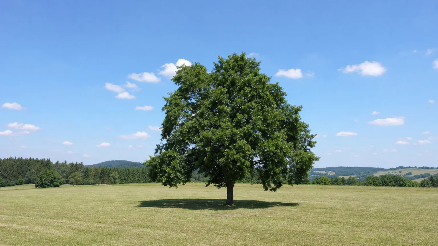 Junimittag: die Sonne steht mit gut 63 Grad am höchsten, die Schatten sind am kürzesten. (mit AI erstelltes Bild)