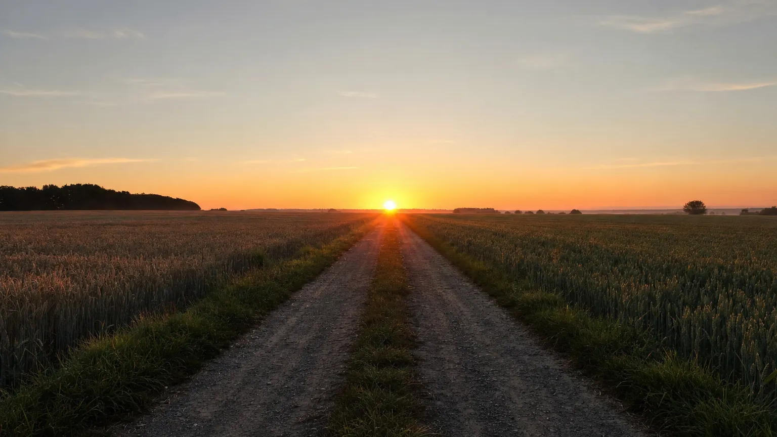 Sonnenaufgang genau in der Achse des Weges: um die Tagundnachtgleiche geht die Sonne im Osten auf. (mit AI erstelltes Bild)