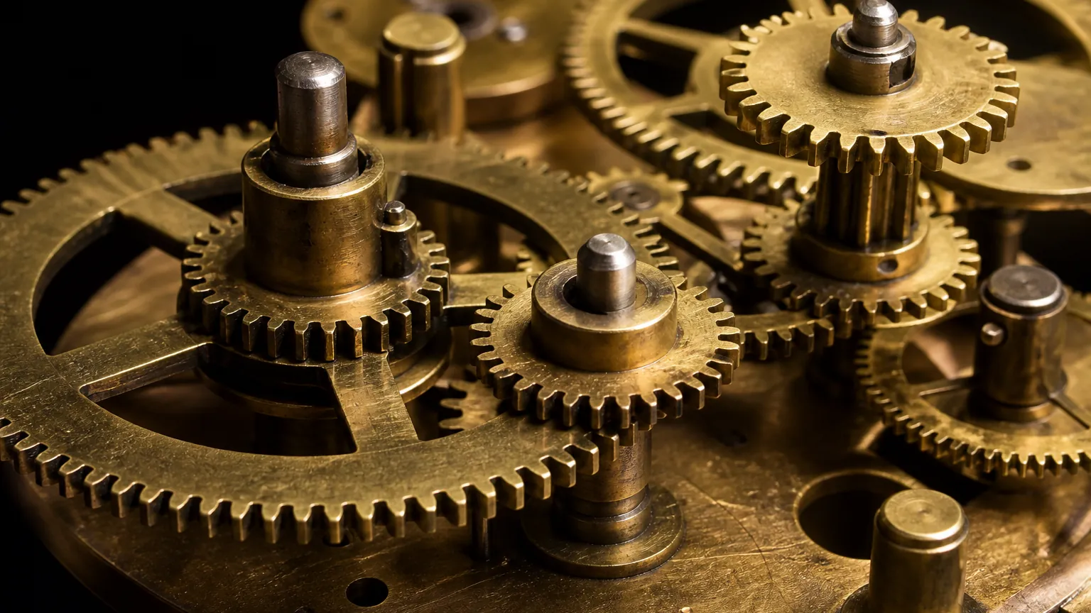 Räderwerk eines Orrery – die Übersetzung, mit der man den Sonnenlauf mechanisch nachbaut. (mit AI erstelltes Bild)