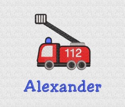 Feuerwehrauto mit individuellem Namen - Schriftart Casual