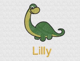 Kleine Dinosaurier Brontosaurus - Schrift Helvetica