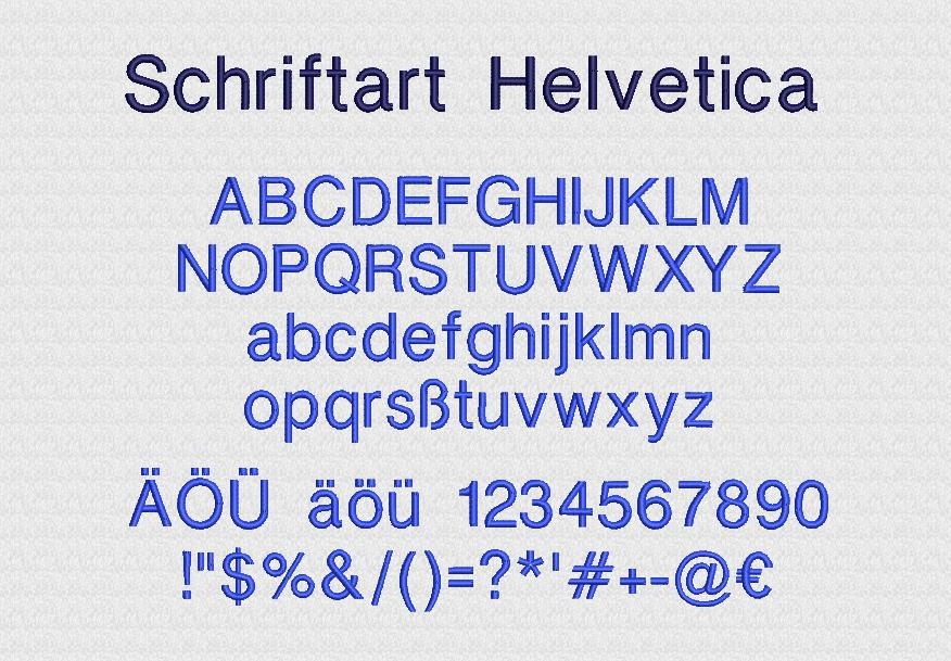 Schriftart Helvetica Stickerei